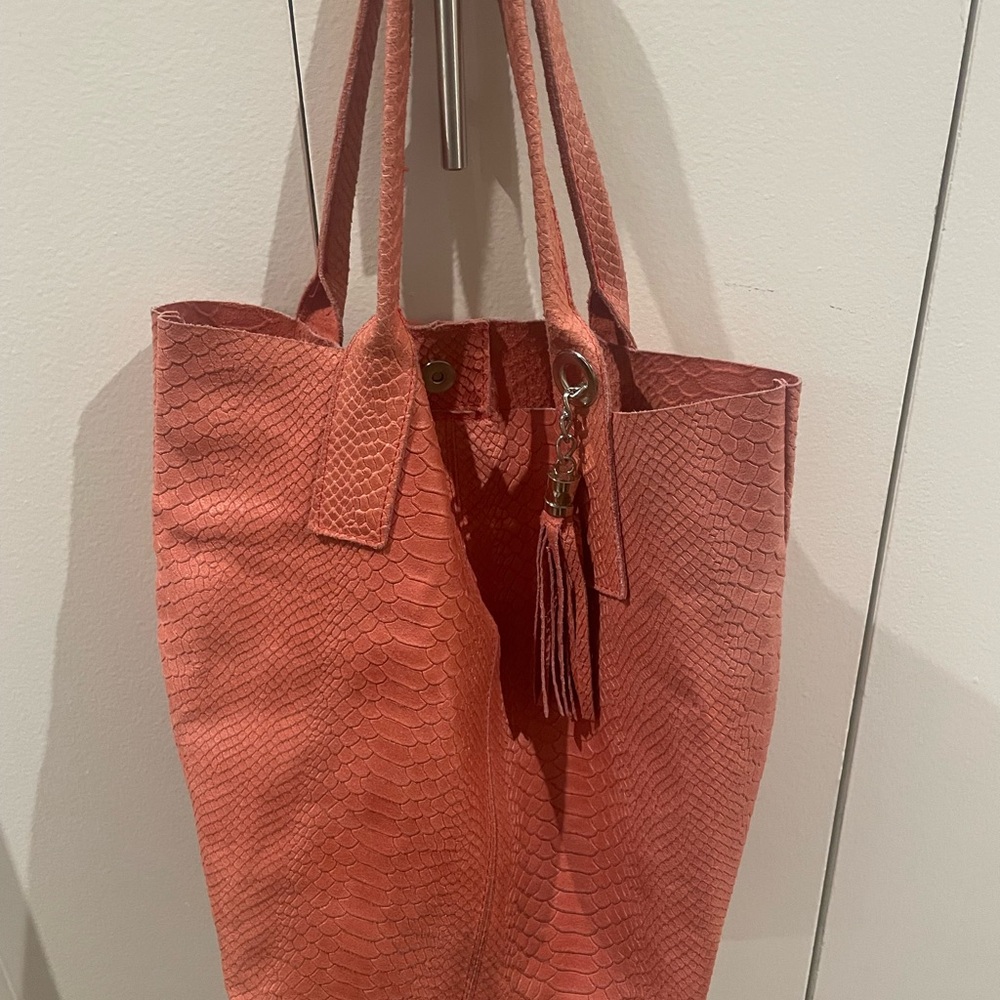 Chic Salmon Textured Tote Bag